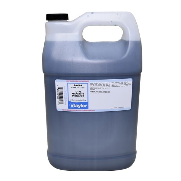 One 1 gal bottle of Taylor Total Alkalinity Indicator, label facing forward