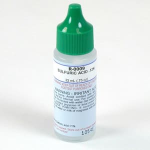 One 0.75 oz bottle of Taylor Sulfuric Acid, label facing forward