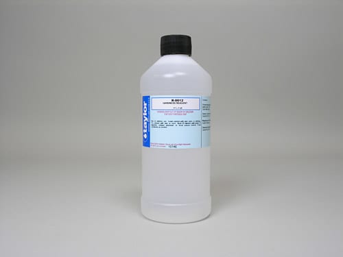 One 16 oz bottle of Taylor Hardness Reagent Dropper Bottle, label facing forward