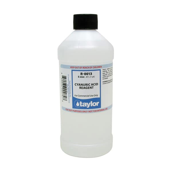 One 16 oz bottle of Taylor Cyanuric Acid Reagent Dispenser, label facing forward
