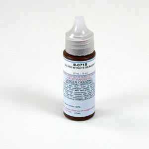 One 0.75 oz bottle of Taylor Silver Nitrate Reagent, label facing forward