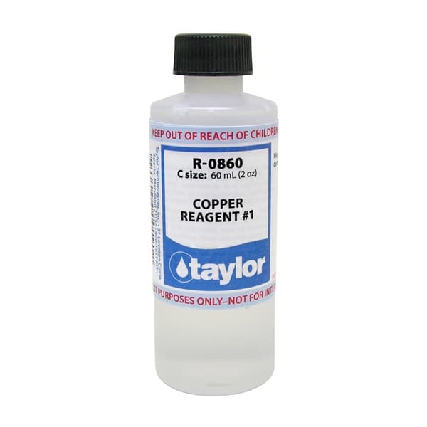 One 2 oz bottle of Taylor Copper Reagent #1, label facing forward