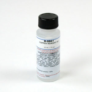 One 0.75 oz bottle of Taylor Copper Reagent #2, label facing forward