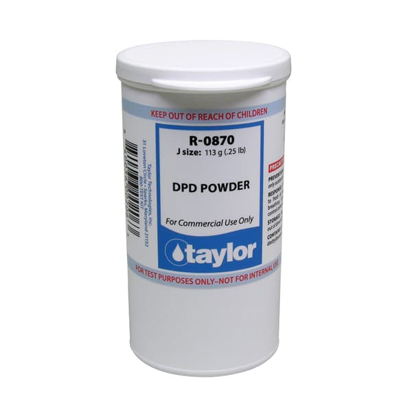 One 2 oz jar of Taylor DPD powder reagent, label facing forward