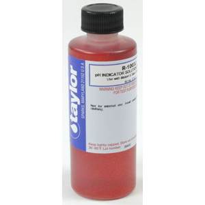 One 2 oz bottle of Taylor pH Indicator Solution for Midget and Slide Comparators, label facing forward