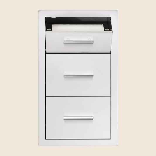 Summerset Vertical Two-Drawer & Paper Towel Holder Combo with Masonry Frame, 17 inch, TDC-17M