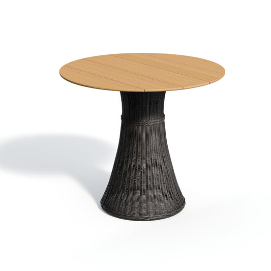 Oxford Garden Tulle Teak 48" Round Bar Table shown on a plain white background