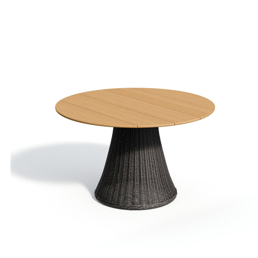Oxford Garden Tulle Teak 48" Round Dining Table shown on a plain white background