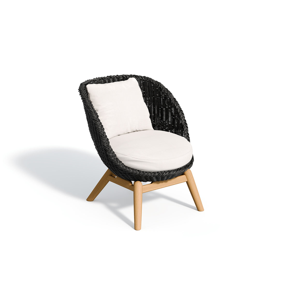 Tulle club chair in the Shadow weave with Bliss Linen seat and back cushions, on white