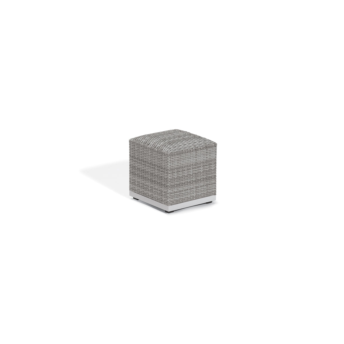 Argento woven ottoman photographed from a low angle