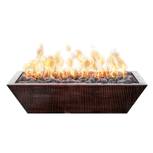 The Outdoor Plus Maya Linear Fire Bowl, 48-inch, rectangular, copper