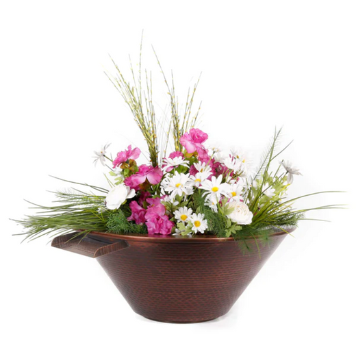 The Outdoor Plus Cazo Planter & Water Bowl, 24-inch, hammered copper