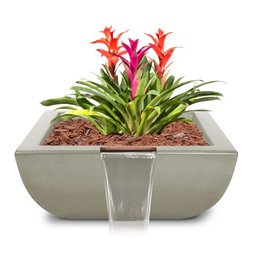 The Outdoor Plus Maya Planter Bowl, 24-inch, square, GFRC concrete, in ash