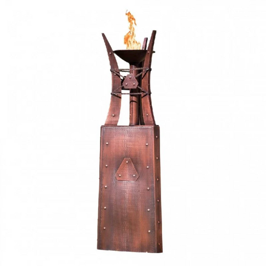 The Outdoor Plus Bastille Fire Tower, 24-inch, triangular, copper, natural gas