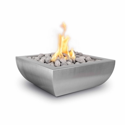 The Outdoor Plus Avalon Fire Bowl, 24-inch, square, stainless steel