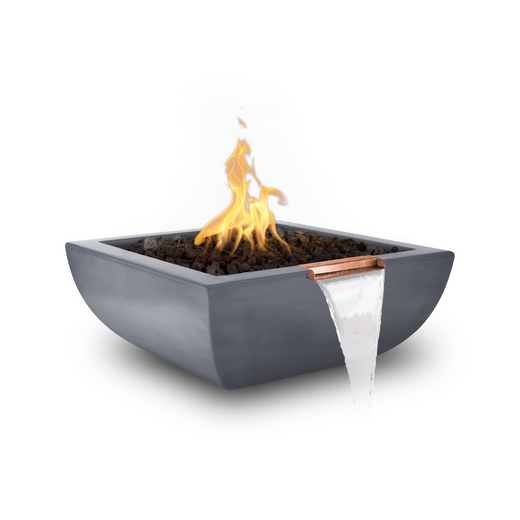 The Outdoor Plus Avalon Fire & Water Bowl, wide spill, 24-inch, square, stainless steel