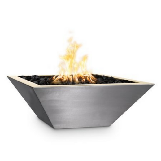 The Outdoor Plus Maya Fire Bowl, 24-inch, square, stainless steel