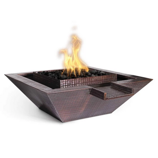 The Outdoor Plus Maya Fire & Water Bowl, gravity spill, 24-inch, square, stainless steel