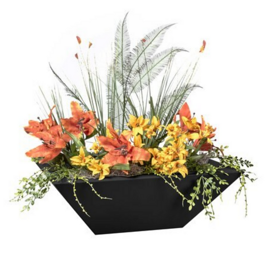 The Outdoor Plus 24" Square Maya Planter Bowl - Powder Coated Metal - Black -  | OPT-24SQPCPO-BLK