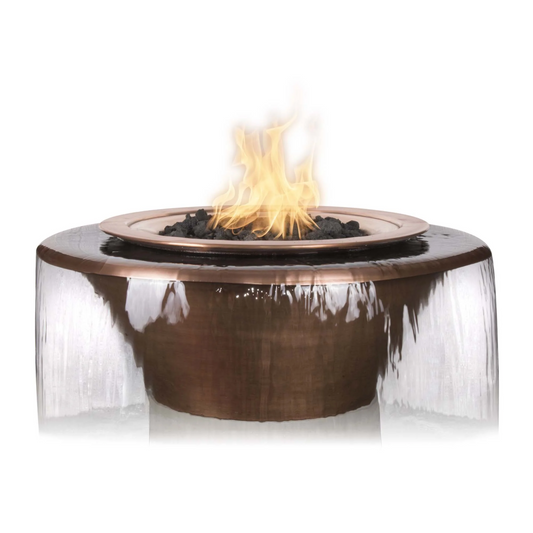 The Outdoor Plus 30" Round Cazo Outdoor Fire & Water Bowl 360 Spill - Copper - Match Lit - Natural Gas | OPT-30FW360-NG