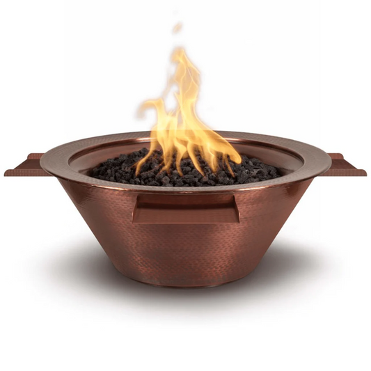 The Outdoor Plus 30" Round Cazo Outdoor Fire & Water Bowl 4-Way Spill - Copper - Match Lit - Natural Gas | OPT-4W30-NG
