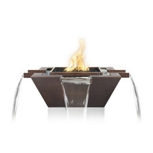 The Outdoor Plus Maya Fire & Water Bowl, 30-inch, square, copper