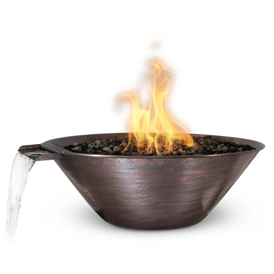 The Outdoor Plus 31" Round Remi Outdoor Fire & Water Bowl - Copper - Match Lit - Natural Gas | OPT-31RCFW-NG