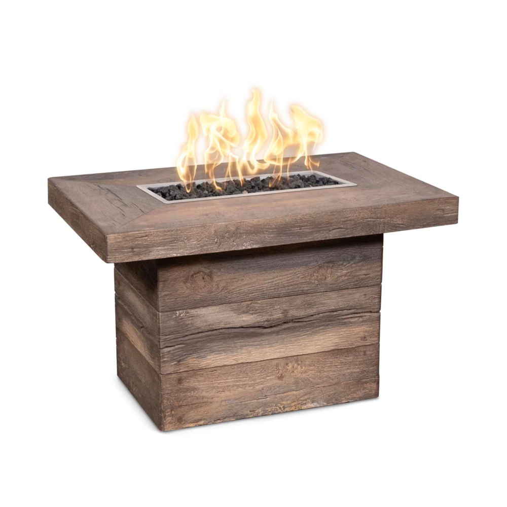 The Outdoor Plus Alberta Fire Table, 36", Rectangular, GFRC Wood Grain