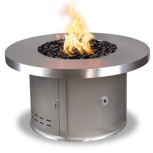 The Outdoor Plus 36" Round Mabel Outdoor Fire Table - Stainless Steel - Match Lit - Natural Gas | OPT-MABSS36-NG