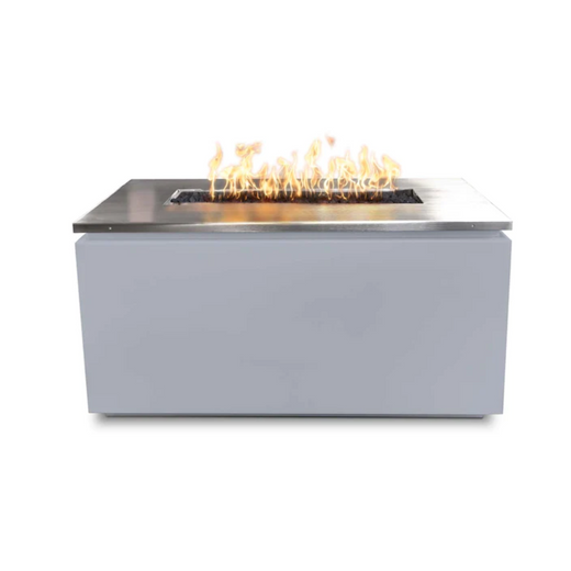 The Outdoor Plus Merona Fire Table, 46-inch, rectangular, stainless steel