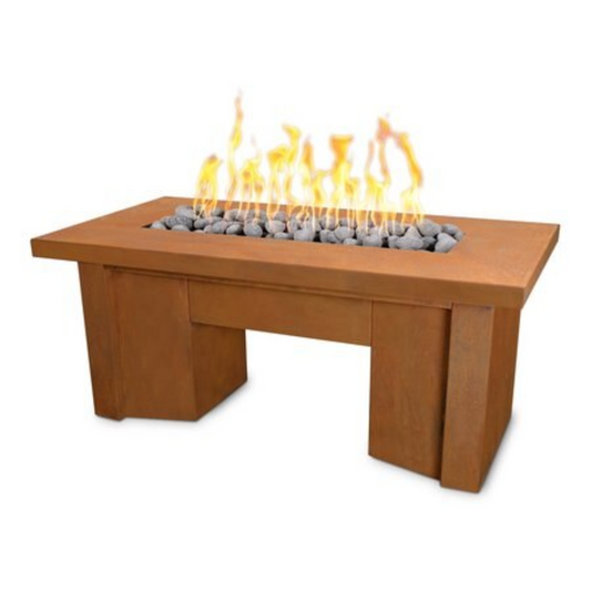 The Outdoor Plus 48" Rectangular Alameda Outdoor Fire Table - Corten Steel - Match Lit - Natural Gas | OPT-ALMCS48-NG