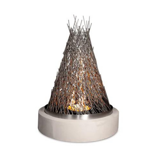 The Outdoor Plus 48" Round Hay Stack Outdoor Fire Tower - Stainless Steel - Match Lit - Natural Gas | OPT-FTWR4-NG