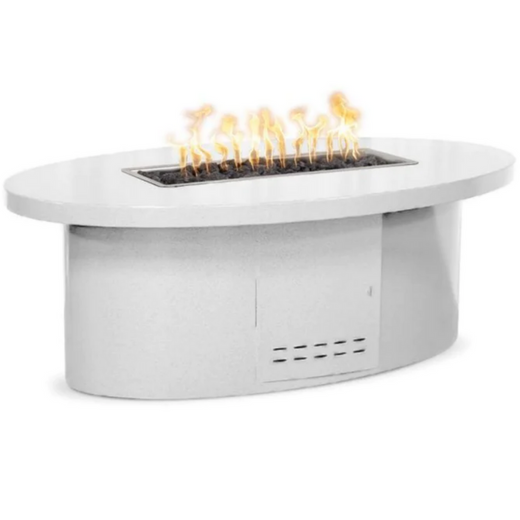 The Outdoor Plus Vallejo Fire Table, 60-inch, oval, stainless steel, natural gas