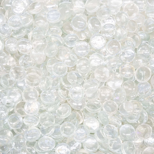 Fire Glass The Outdoor Plus, 25lb Clear Pebbles 3/4" | OPT-PBCLR