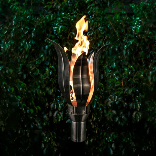 The Outdoor Plus Flower Original TOP Torch & Post Complete, stainless steel, natural gas