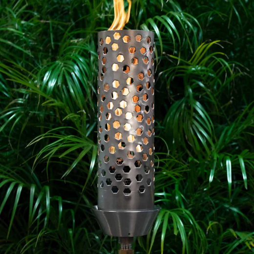 The Outdoor Plus Honeycomb Original TOP Torch & Post Complete, stainless steel, natural gas
