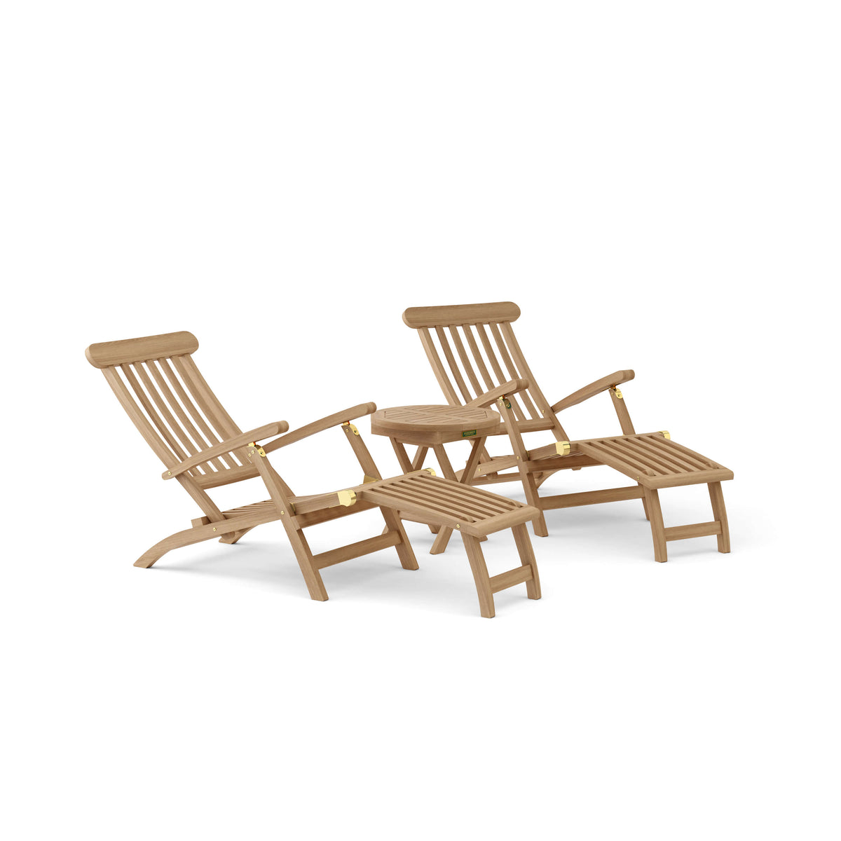 Anderson Teak Royal Steamer 3-Piece Set with Side Table