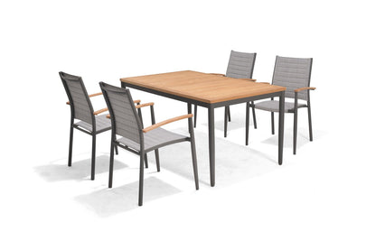 LifestyleGarden Topaz Teak and Aluminum 5 Piece Patio Dining Set