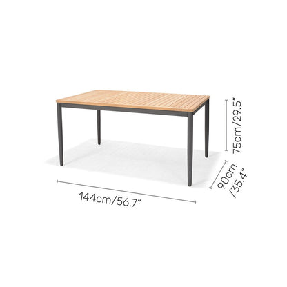 LifestyleGarden Topaz Teak and Aluminum Rectangular Outdoor Dining Table