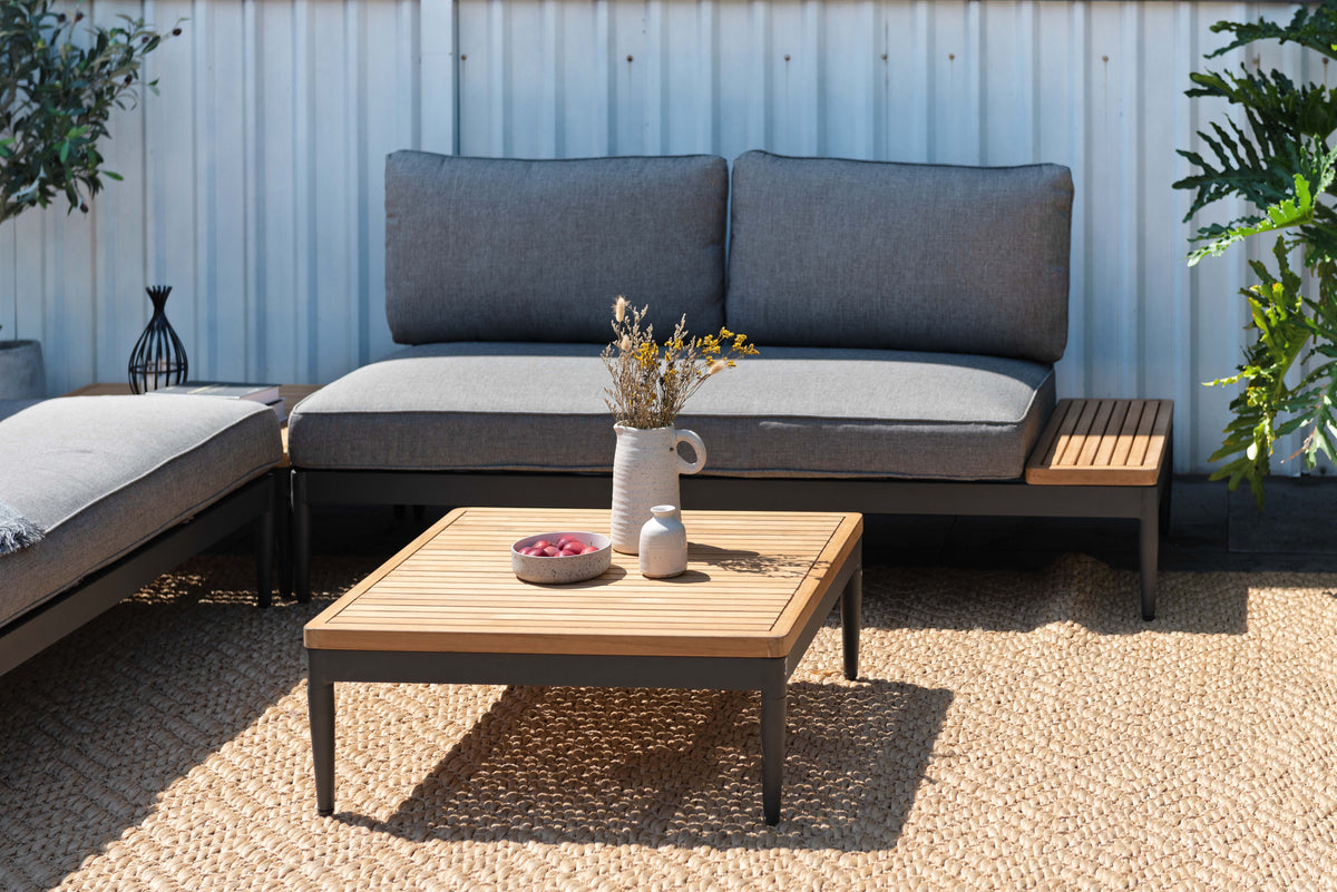 LifestyleGarden Topaz Outdoor Sofa with Teak Side Top, 2 Seat