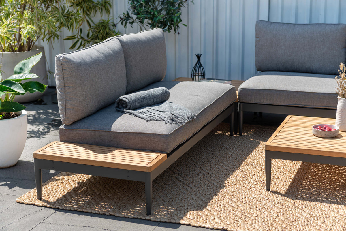 LifestyleGarden Topaz Outdoor Sofa with Teak Side Top, 2 Seat