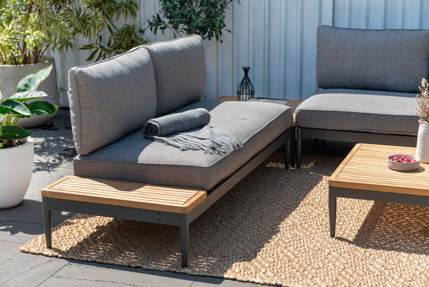 LifestyleGarden Topaz Outdoor Sofa with Teak Side Top, 2 Seat