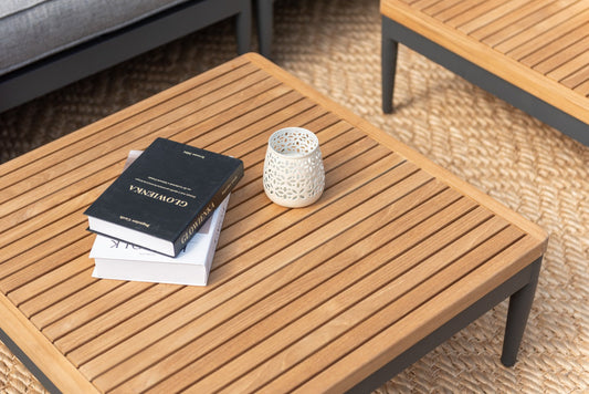 LifestyleGarden Topaz Teak and Aluminum Square Outdoor Coffee Table