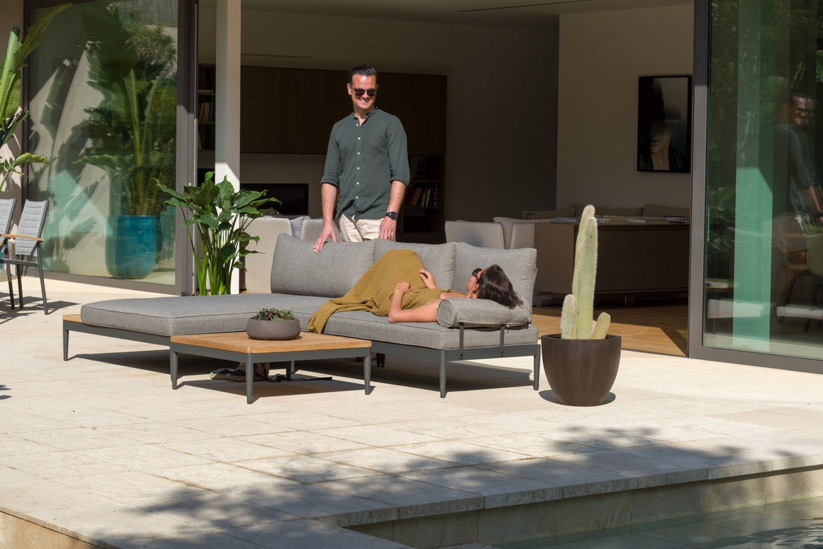 LifestyleGarden Topaz Teak and Aluminum Square Outdoor Coffee Table