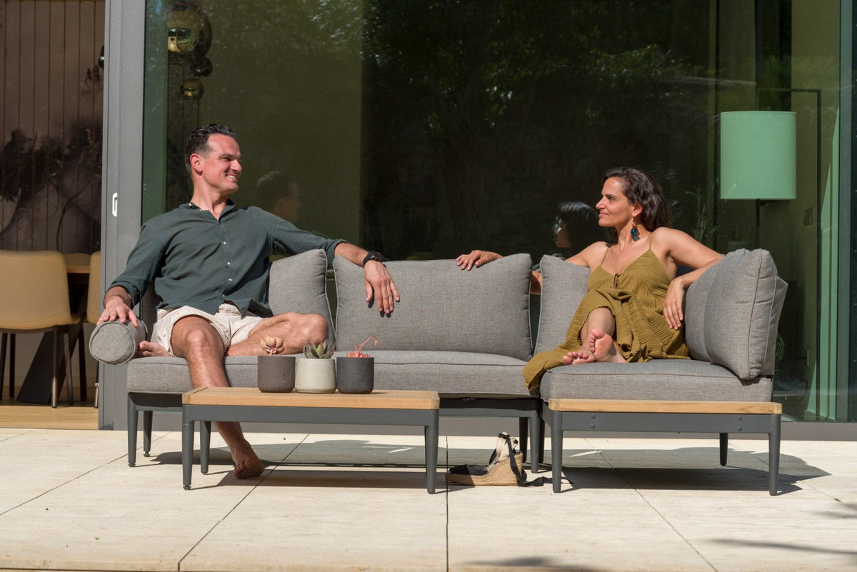 LifestyleGarden Topaz Teak and Aluminum Square Outdoor Coffee Table