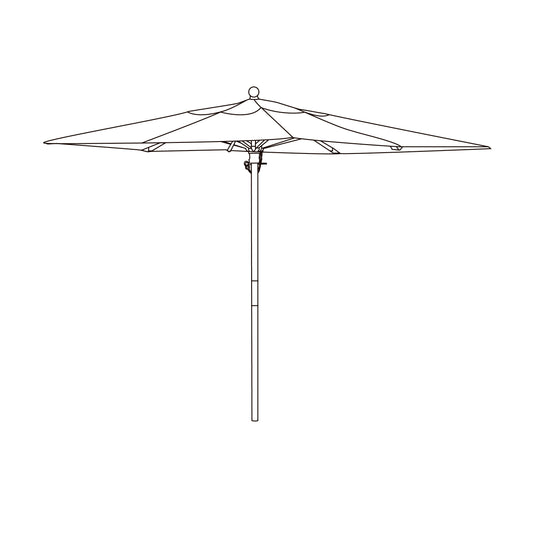 Nine foot octagonal market umbrella on a hardwood pole, canopy open, shown against a plain background
