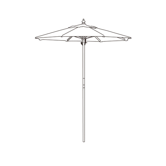 Six foot octagonal market umbrella on a powder coated aluminum pole, canopy open, shown against a plain background