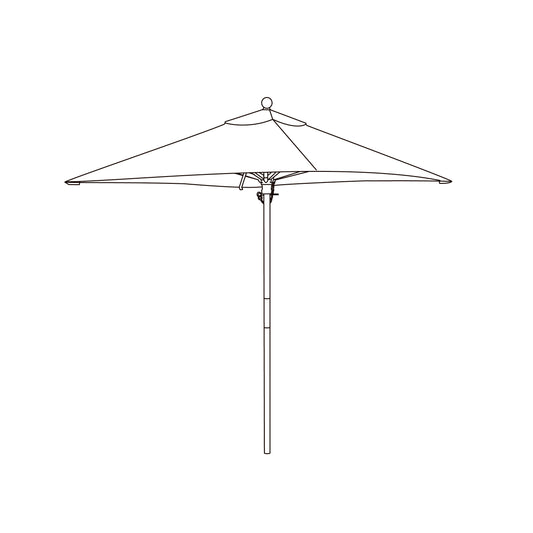 Six and a half foot square market umbrella on a powder coated aluminum pole, canopy open, shown against a plain background