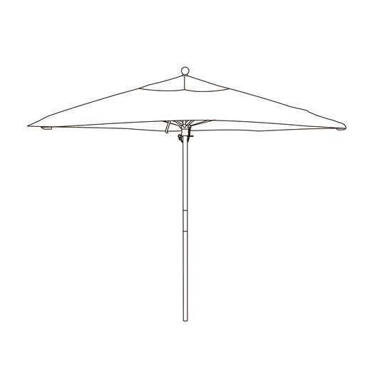 Six by ten foot rectangular market umbrella on a hardwood pole, canopy open, shown against a plain background