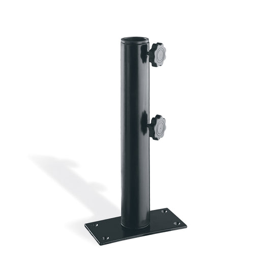 Market umbrella table clamp in a dark powder coated finish, shown against a plain background